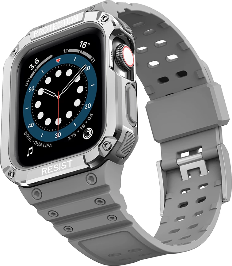 Rrip me kasë për Apple Watch Hurtel Protect Strap Band, 41/40/38mm, Gri/Argjend