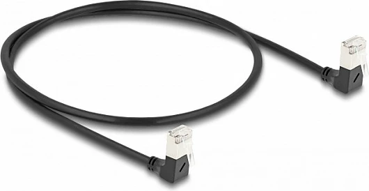 Kabllo rrjeti DeLOCK RJ45 Cat6A S/FTP Slim 0.5 m, 90° e kënduar, e zezë