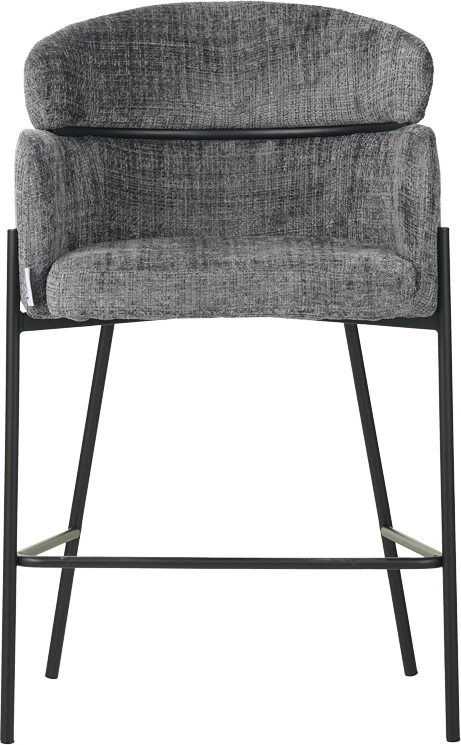 Karrige për bar Tolerse, material stof ngjyrë gri e çelët, këmbë metalike të zeza