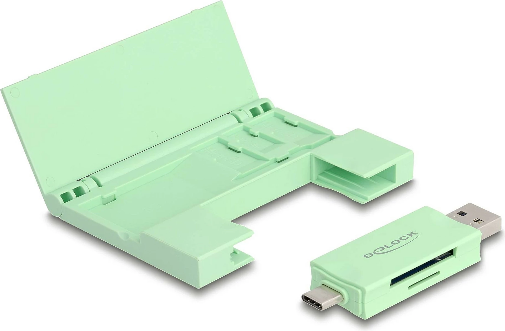 Kartëlexues DeLOCK 91015, USB-A/USB-C, SD/MicroSD/MMC, 5 Gbit/s, mint