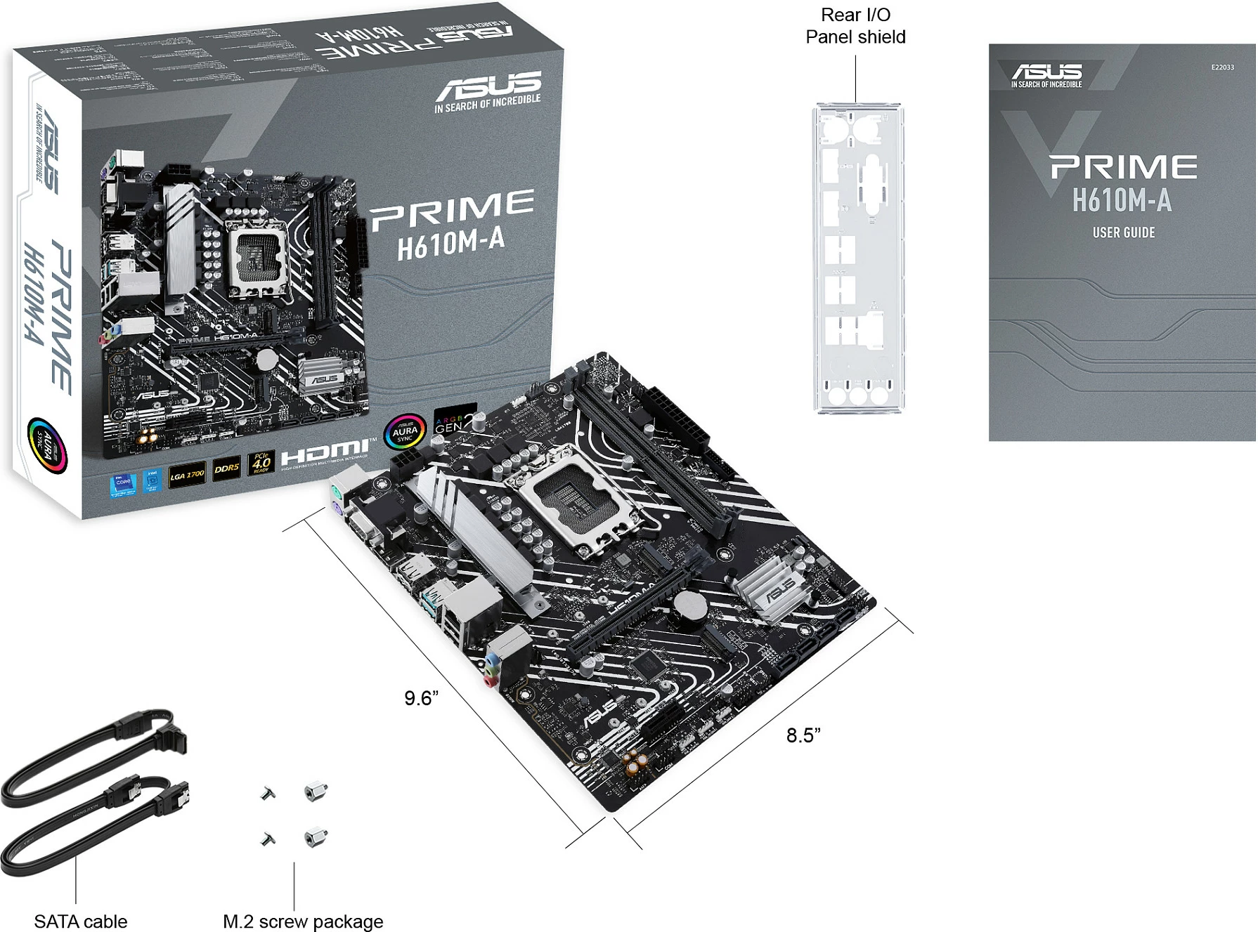 Pllakë amë ASUS PRIME H610M-A-CSM, Intel, LGA 1700, DDR5-SDRAM, micro ATX