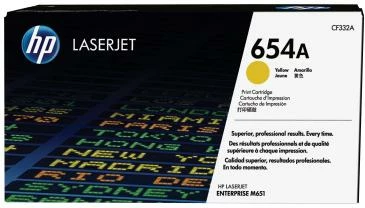 Toner, HP, 654A (CF332A), për LaserJet Enterprise M651, rendiment 9,750–23,700 faqe, i verdhë