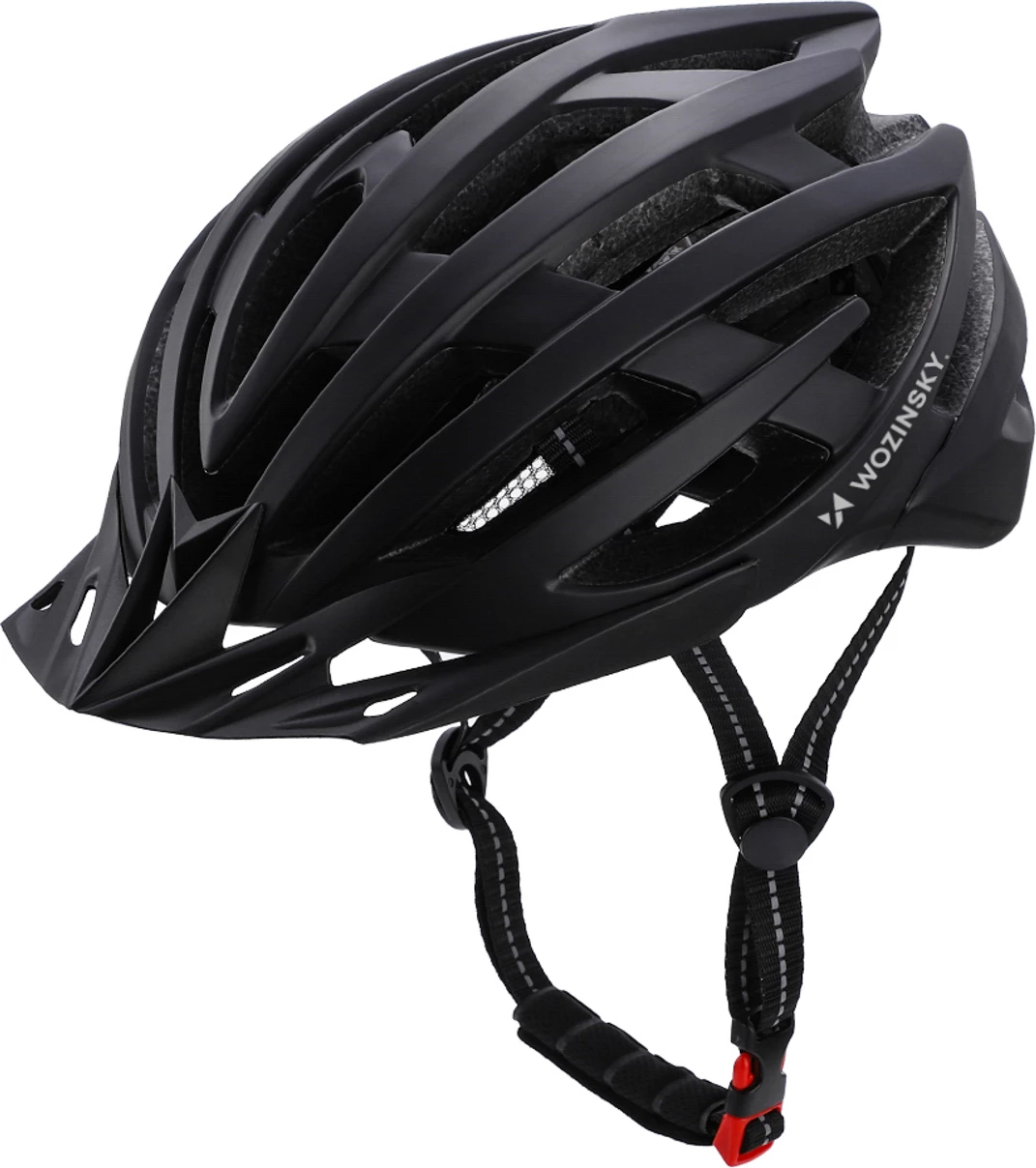 Kaskë biçiklete, Wozinsky, HT-28VC, me dritë LED mbrapa me USB, madhësia M (54-57 cm), e zezë