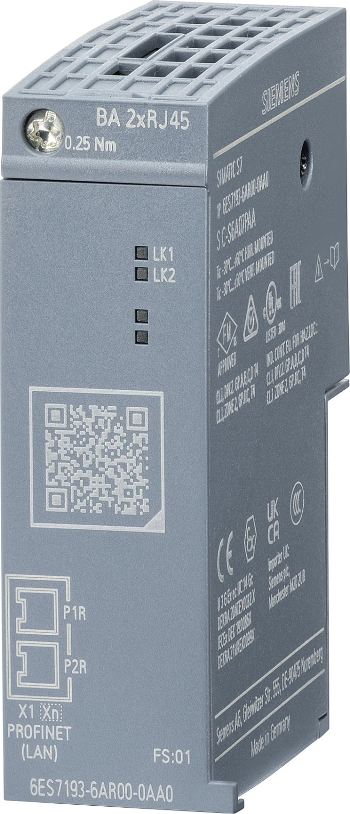 Busadapter Siemens 6ES7193-6AR00-0AA0, BA 2xRJ45, PROFINET ET 200SP