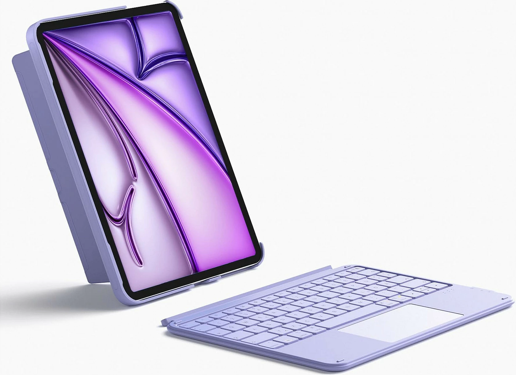 Tastierë Bluetooth inateck për iPad 11" dhe iPad Air 4/5 Gen, QWERTZ, me mbështjellës dhe touchpad, vjollcë