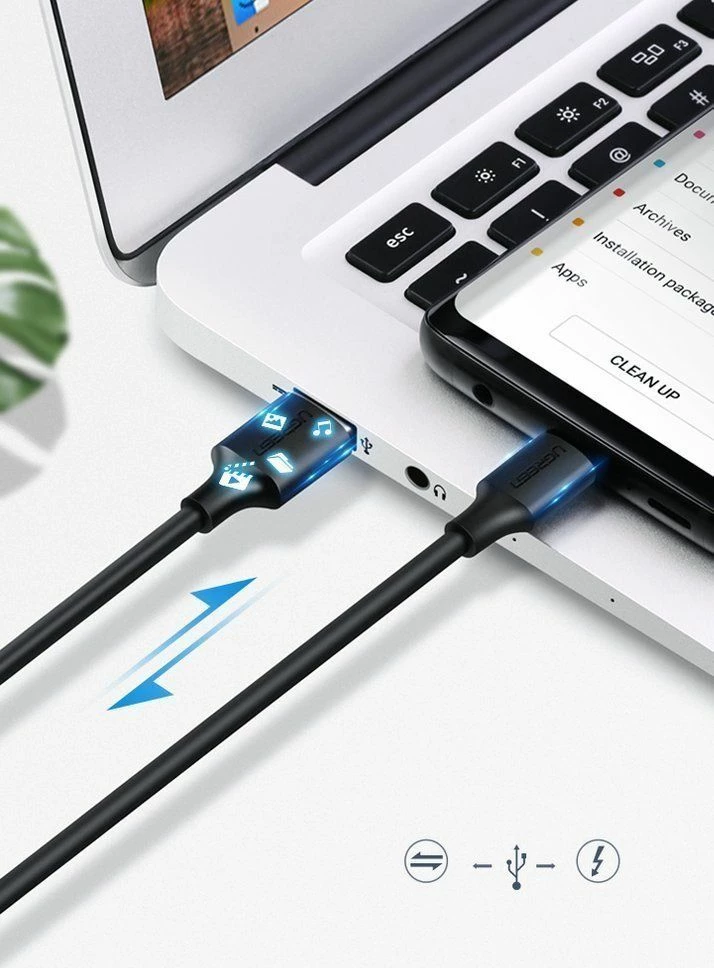 Kablë USB-A në USB-C Ugreen 54452 3 m 3A USB 2.0, e zezë