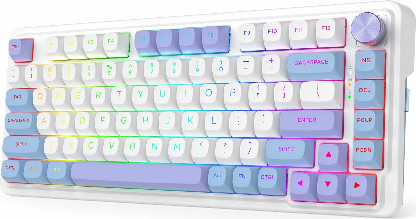 Tastierë mekanike gaming Redragon UCAL MAX K673WBP-RGB-MAX, 75% 82 tasta, RGB, tri-mode (USB-C/BT/2.4GHz), hot-swap, bateri 4000mAh, bardhë