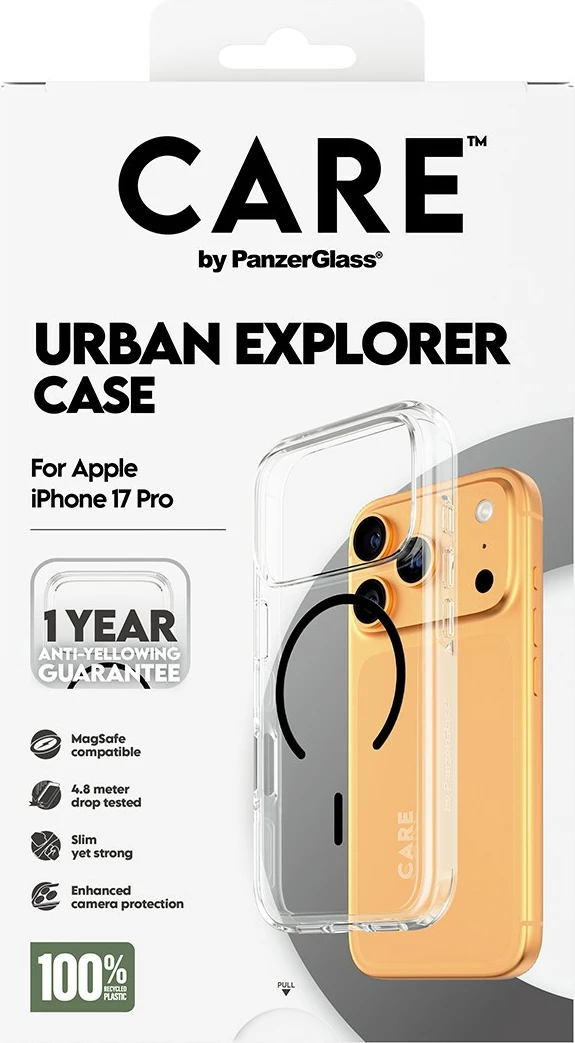 Mbështjellës PanzerGlass CARE Flagship Urban Explorer MagSafe për iPhone 17 Pro, transparent