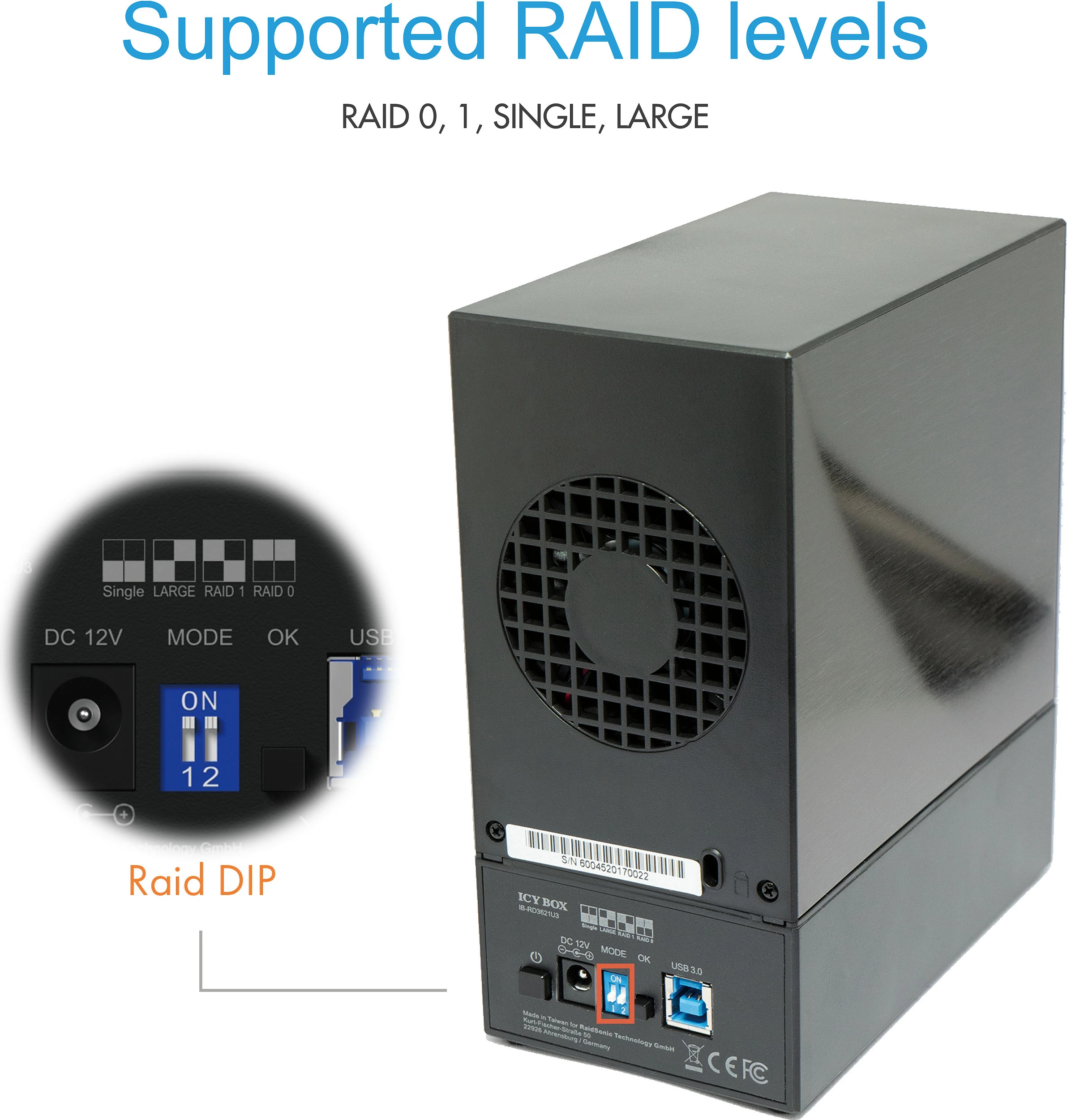Kasë eksternale ICY BOX IB-RD3621U3, 2x3.5", USB 3.0, RAID, e zezë