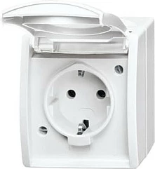 Prizë muri Busch-Jaeger 2083-0-0834, Schuko CEE 7/3, IP44, 16A 250V, e bardhë