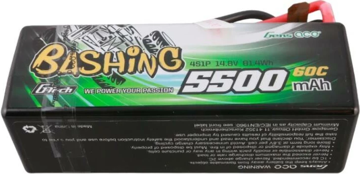 Bateri LiPo Gens ace G-Tech 5500mAh 4S1P 14.8V 60C me kasë të fortë për makina RC