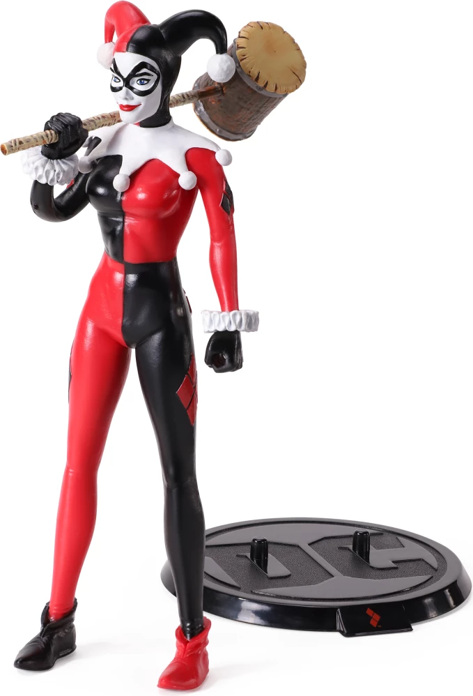 Figurinë fleksibile NOBLE COLLECTION Bendyfigs DC Suicide Squad (Comic) Harley Quinn Jester 19 cm, me çekan