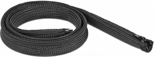 Mbështjellës i gërshetuar për kabllo DeLOCK, 1 m, 20 mm, me zinxhir, rezistent nxehtësie, i zi