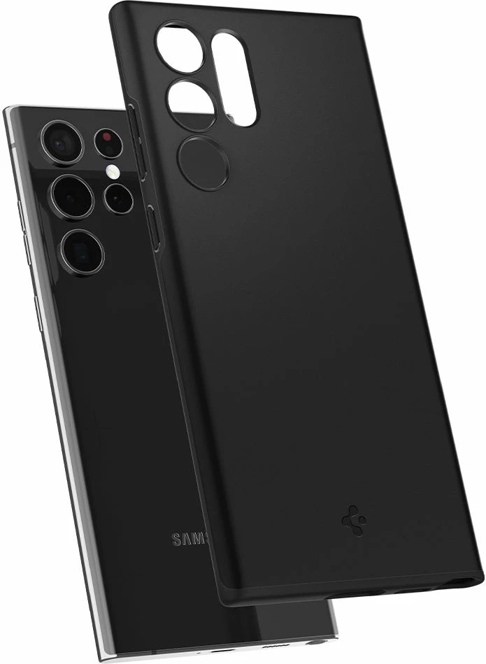 Mbështjellës Spigen Thin Fit për Samsung Galaxy S22 Ultra, i zi