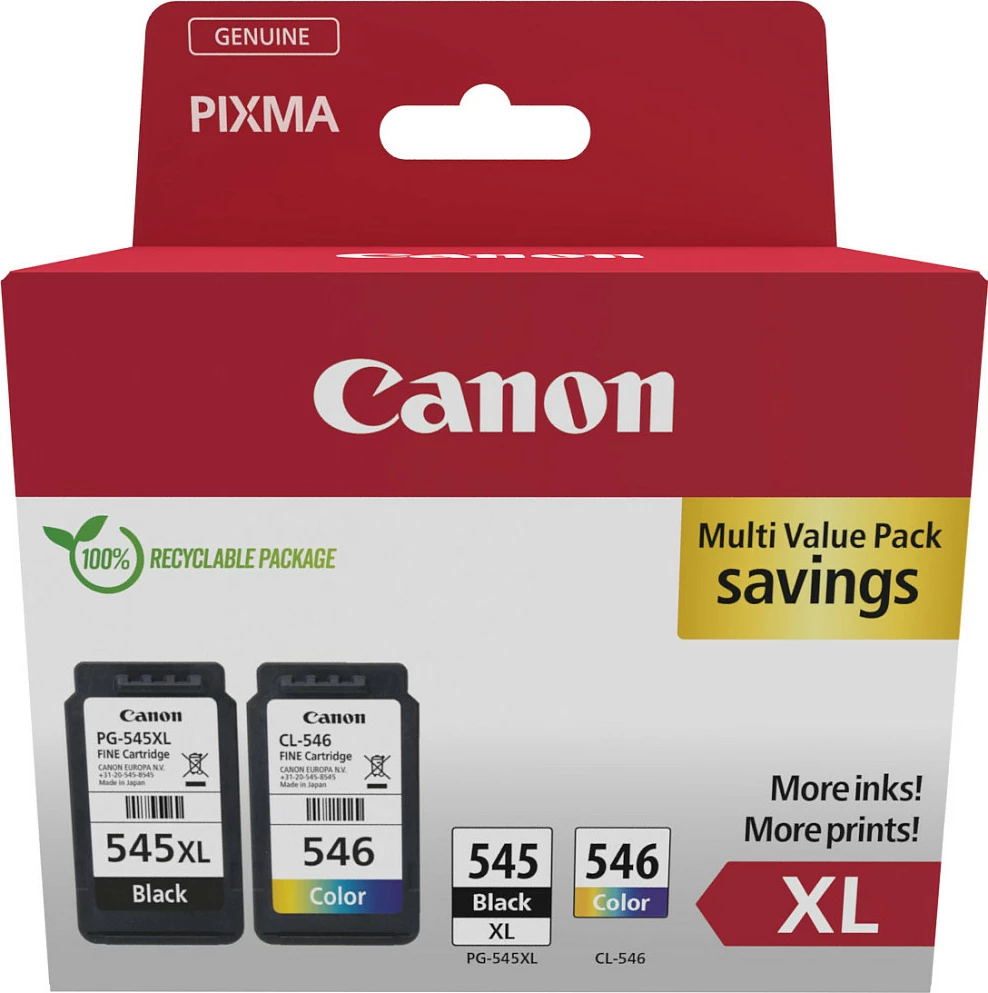 Kartuç boje Canon PG-545XL/CL-546, XL yield, set 2 copë (e zezë + me ngjyra)