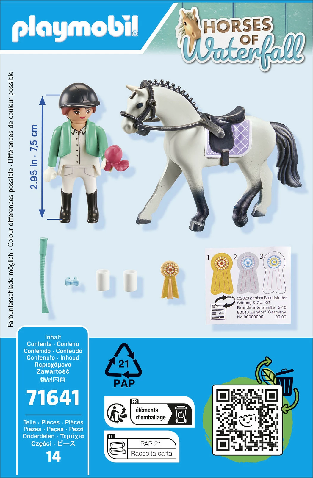 Set lodër Playmobil Horses of Waterfall 71641, kalorëse turniri me kalë, 14 pjesë, shumëngjyrëshe