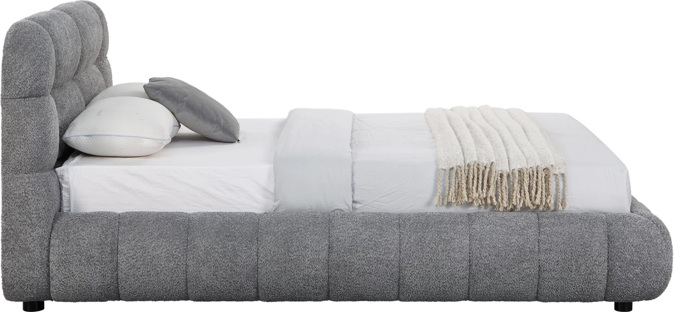 Krevat dopio me hapësirë për depo, stof boucle gri, FH730.01, dyshek 160x200cm