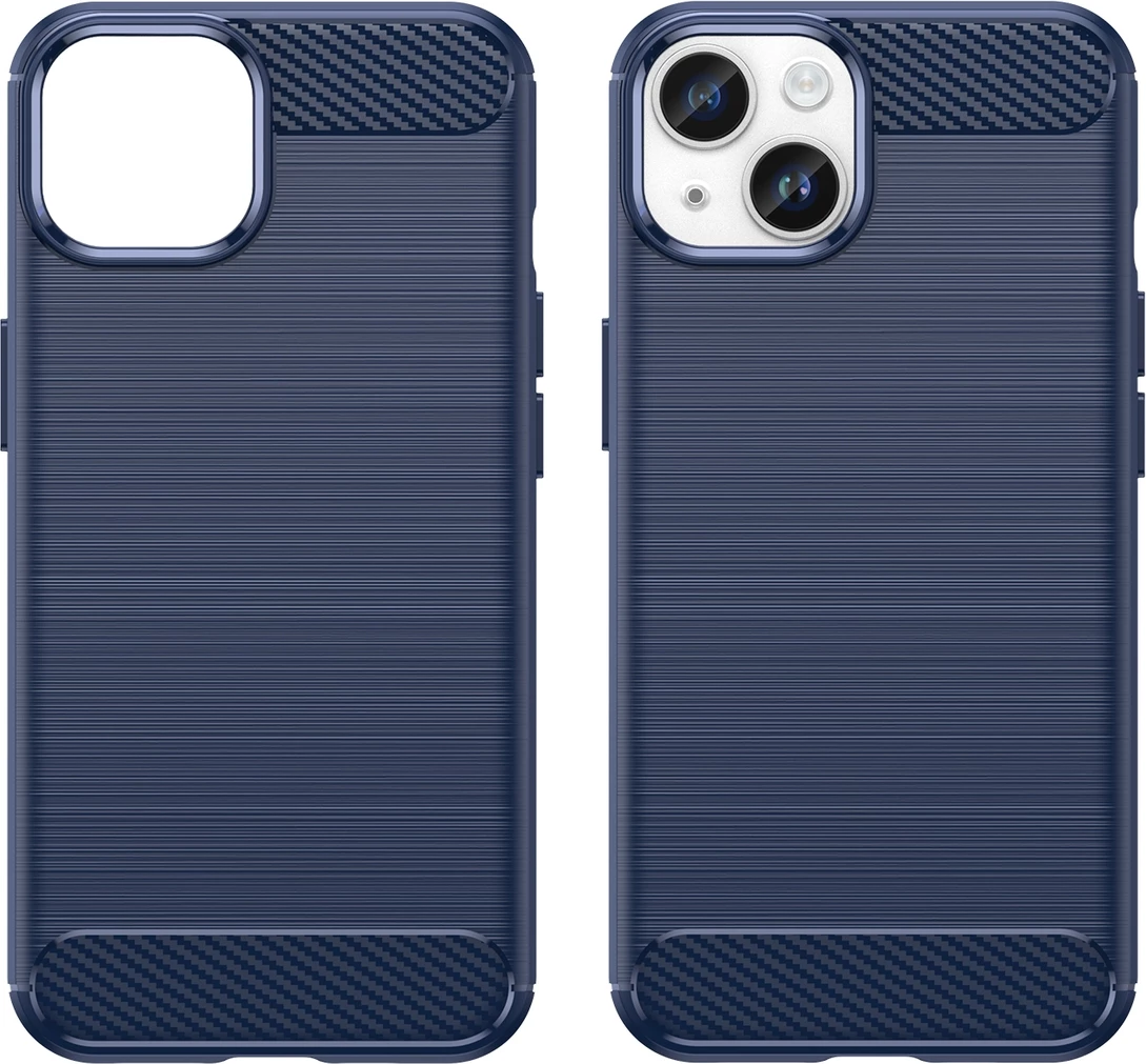 Mbështjellës Hurtel Carbon Case për iPhone 14 Plus, TPU, Blu