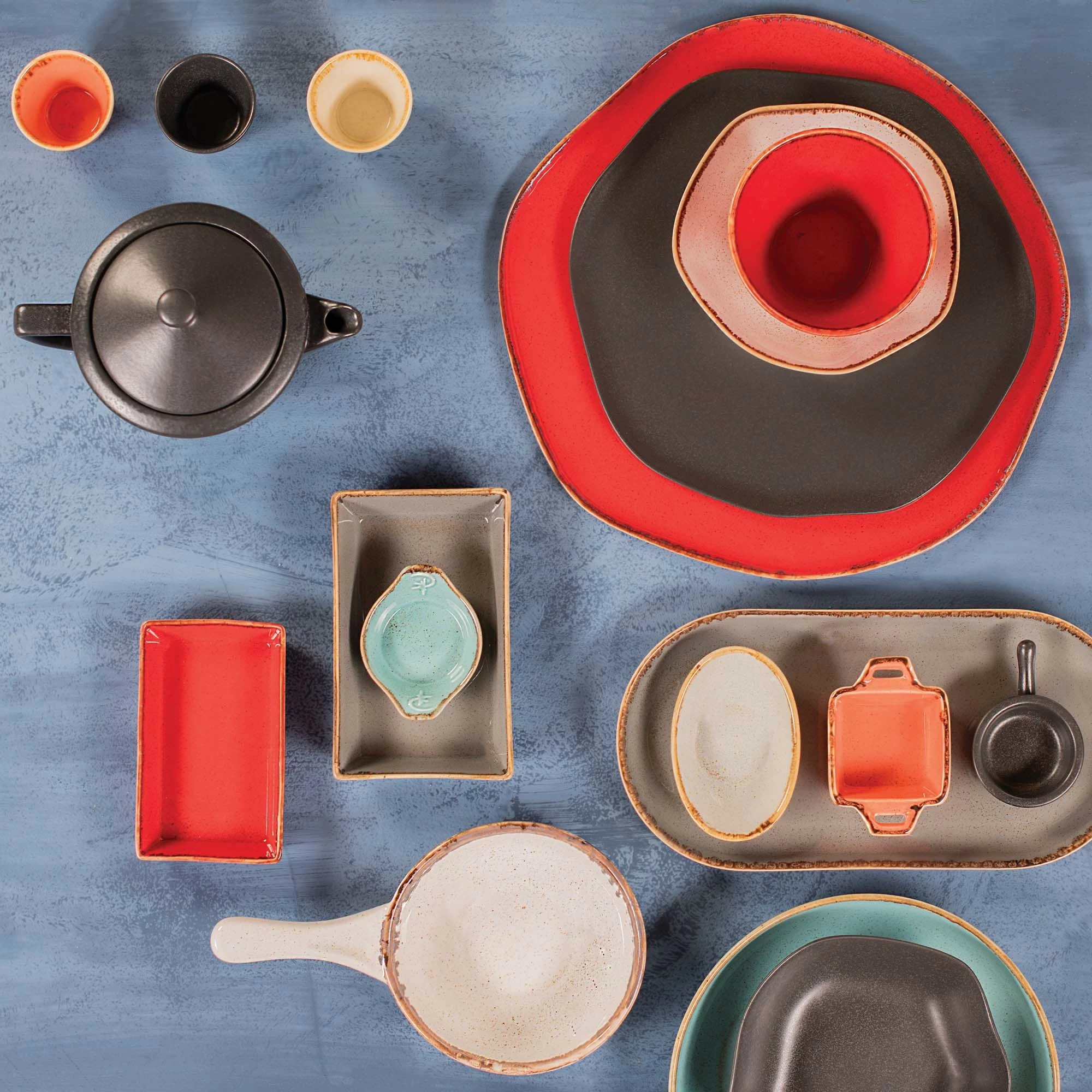 Pjatë mini ovale Porland Seasons Magma 110 mm porcelan, set 6 copë, e kuqe