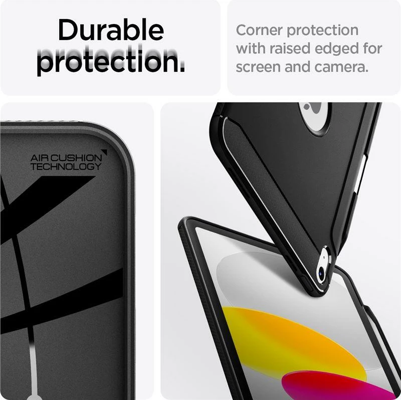 Mbështjellës për iPad Spigen Rugged Armor 22697-0, 10.9\" (iPad 10th Gen 2022), TPU, MIL-STD 810G, Matte Black