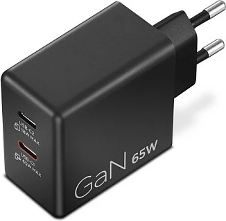 Karikues Lenovo Dual USB-C GaN 65W, me kabllo USB-C 1.5m, i zi