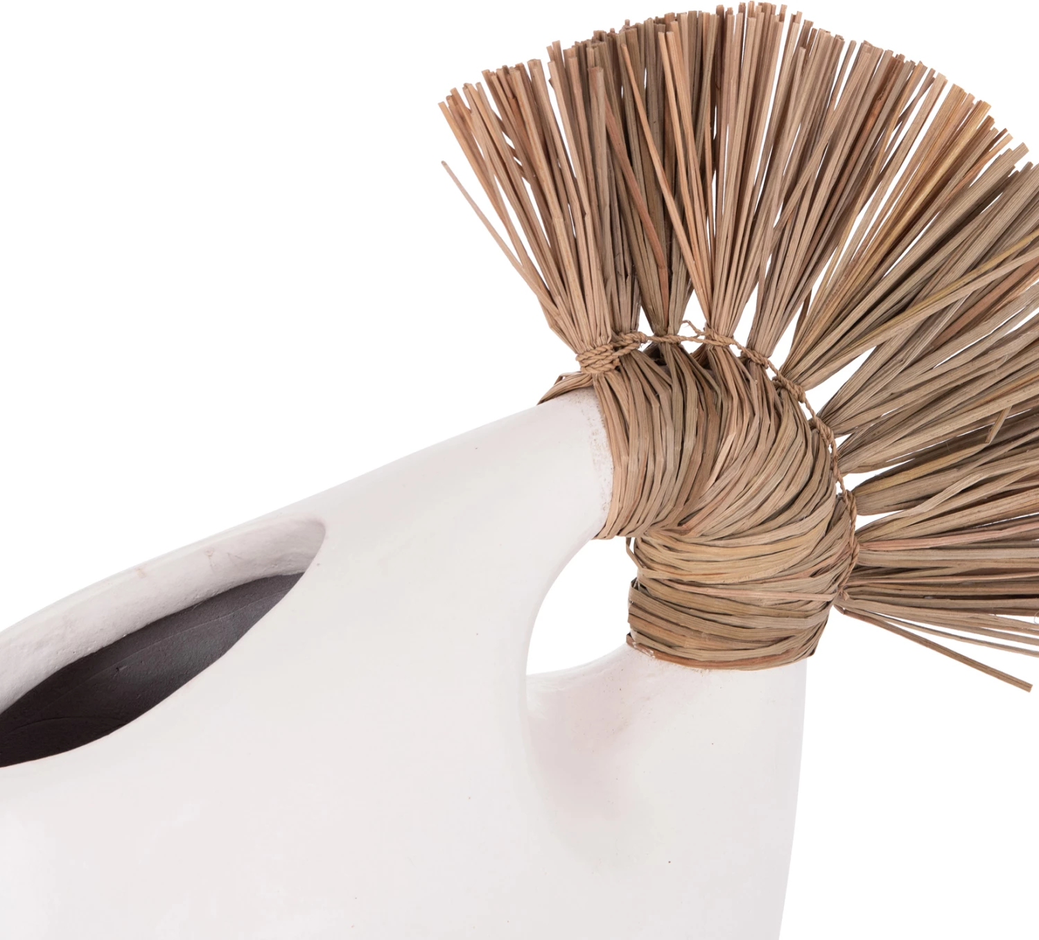 Vazo dekorative tavoline ALICA2, terrakotë e bardhë, dorezë me bar, 44x18x50cm