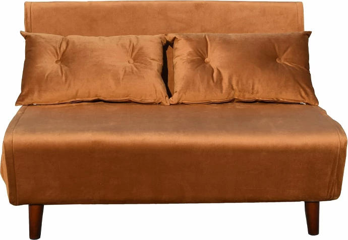 Divan i palosshëm dy vendësh, kadife ngjyrë deve, 121x90x80cm