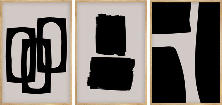 Pikturë kanavace Blacky, triptik, print digjital, shumëngjyrëshe, 50x2x35cm