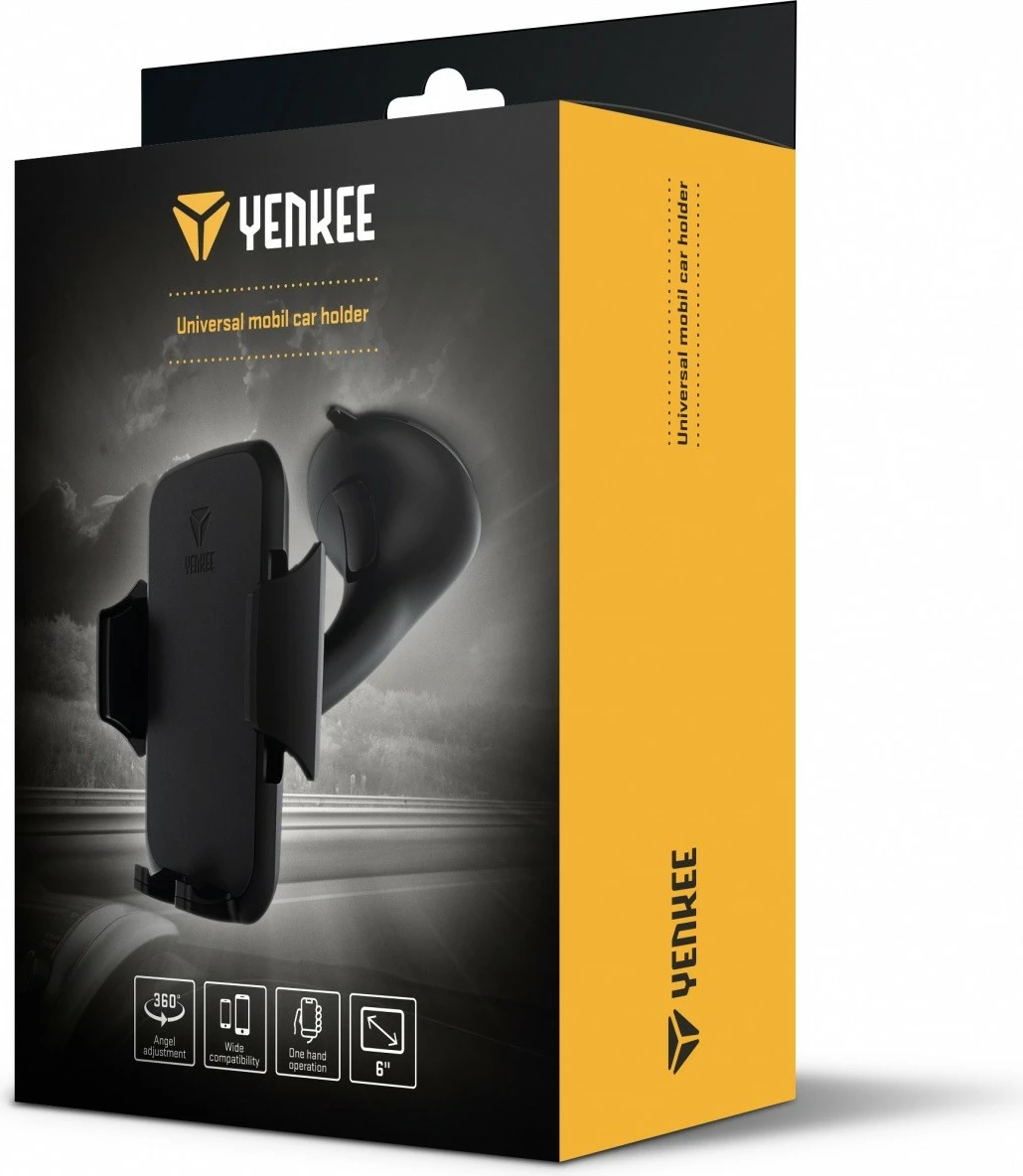 Mbajtës universal për celular YENKEE YSM 415BK, për makinë, deri 6", i zi
