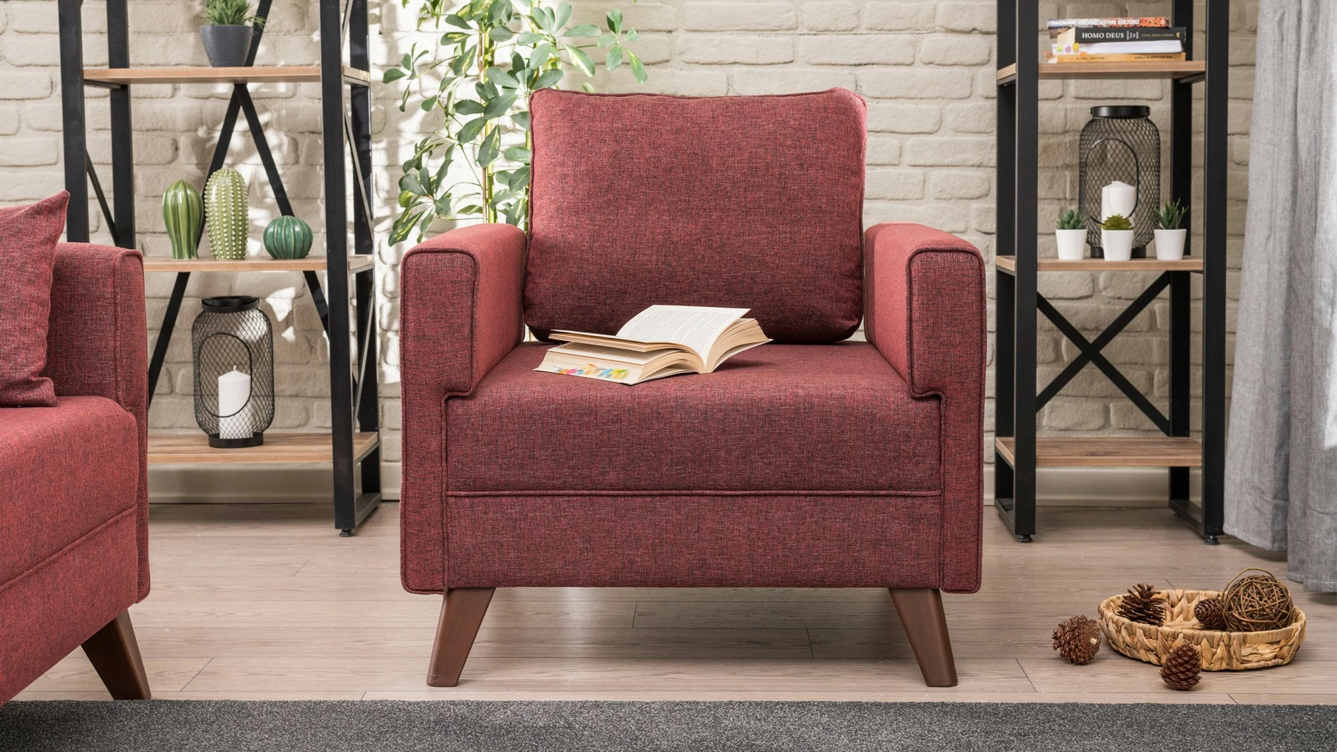 Fotel një vendësh Atelier del Sofa, Bella, ngjyrë e kuqe e errët