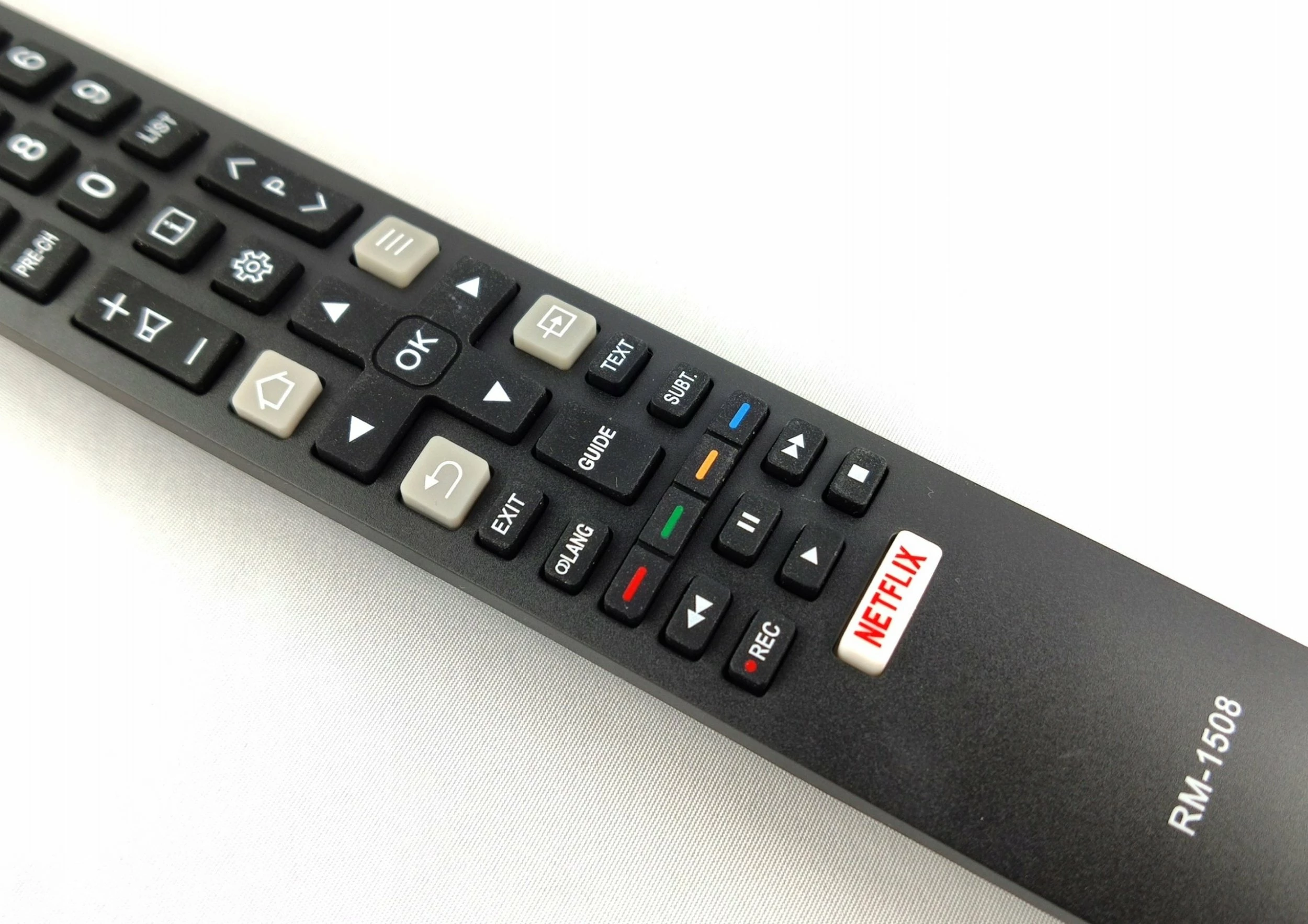 Pilot universal Lamex RM-L1508 për TV Thomson/TCL, IR, Smart/Netflix, i zi, me bateri