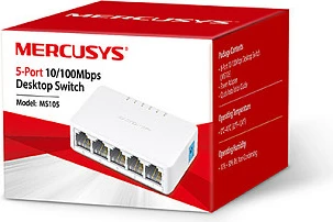 Switch Mercusys MS105, 5-Port Fast Ethernet 10/100, Unmanaged, i bardhë