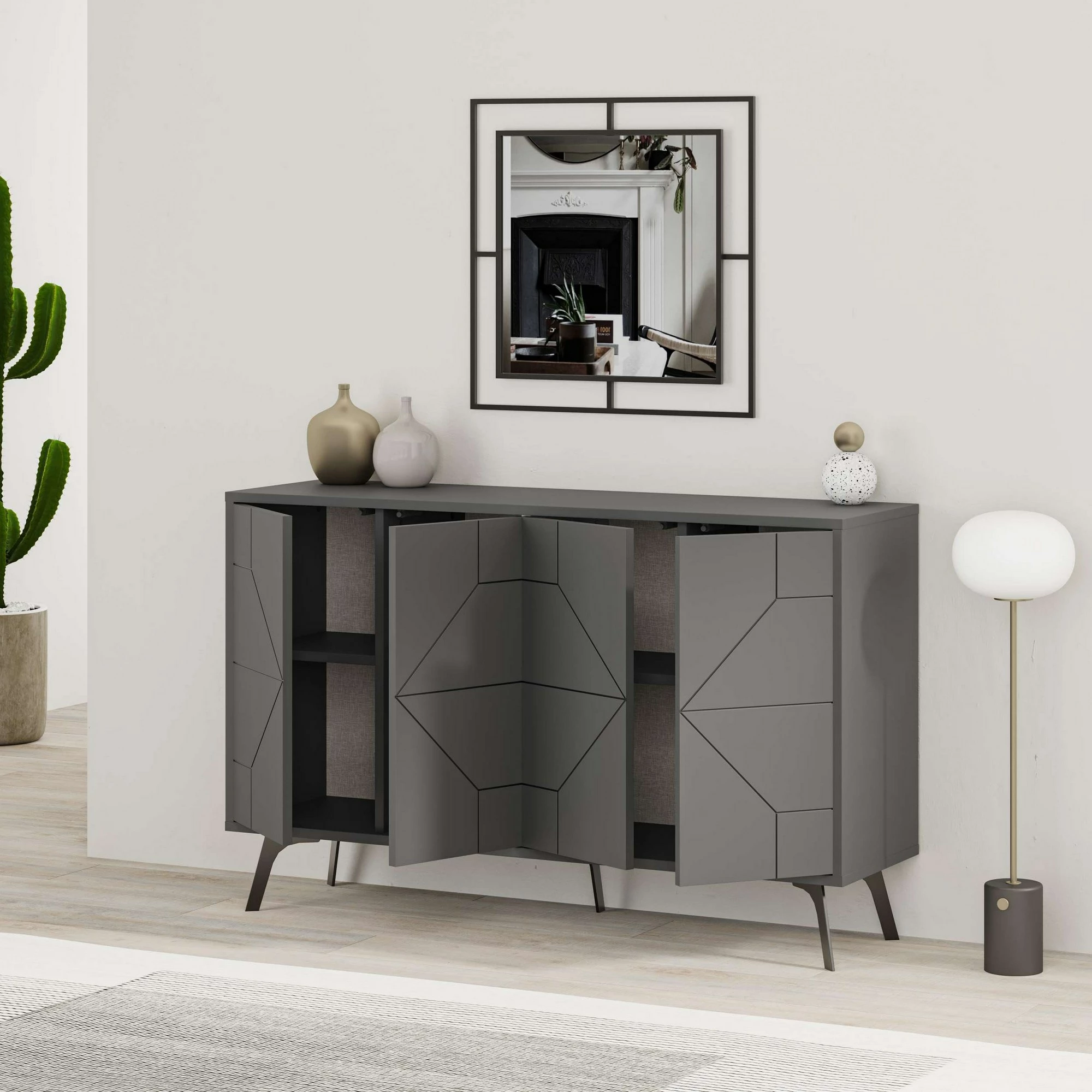 Konsol Skye Decor, ngjyrë antracit, 123x62.4x35cm