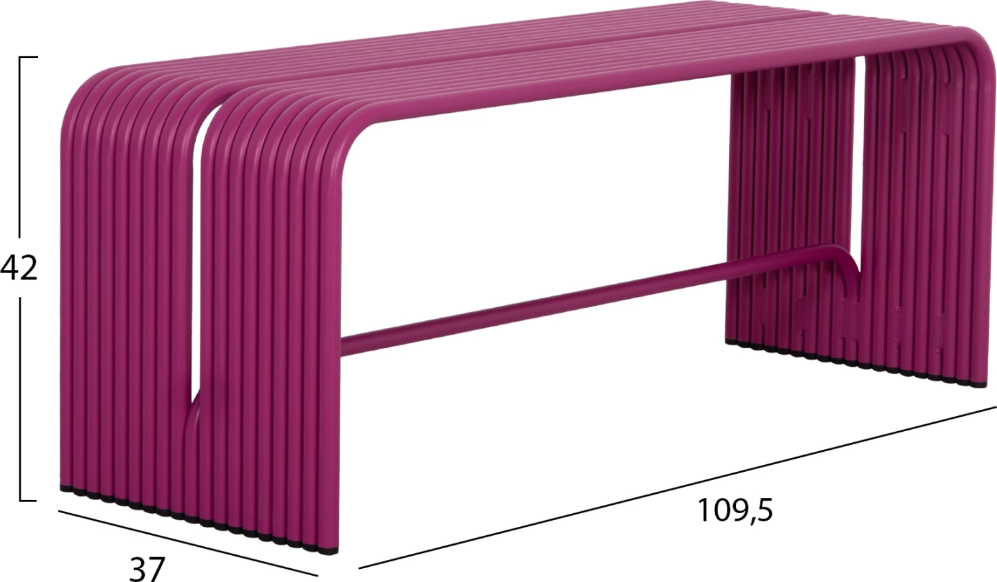 Bankë dyvendëshe INTREPID, alumin, ngjyrë vjollcë, FH6327.05, 109.5x37x42cm