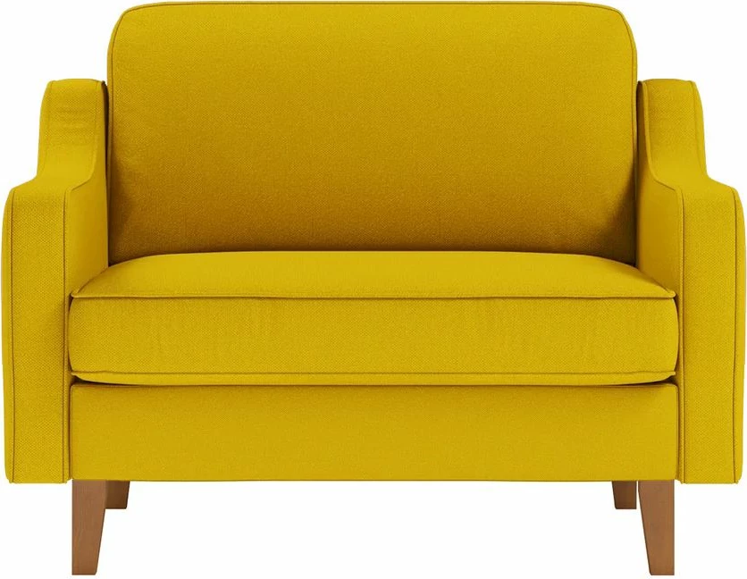 Karrige e madhe një vendëshe Robin, ngjyrë sunflower, këmbë druri walnut