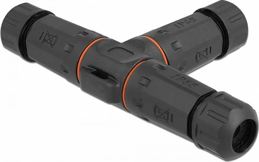 Konektor kablli DeLOCK T-shape, 2-pin, IP68, i vidhosshëm, 85-260 V, 4.5-7.5 mm, i zi