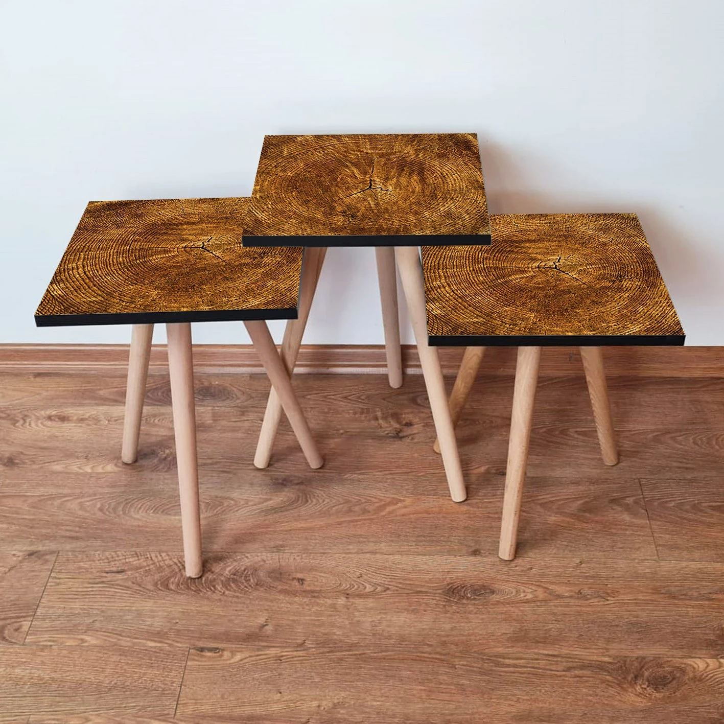 Set tavolinash ndihmëse, 3 copë, ngjyrë kafe, Skye Decor, 3Shp379