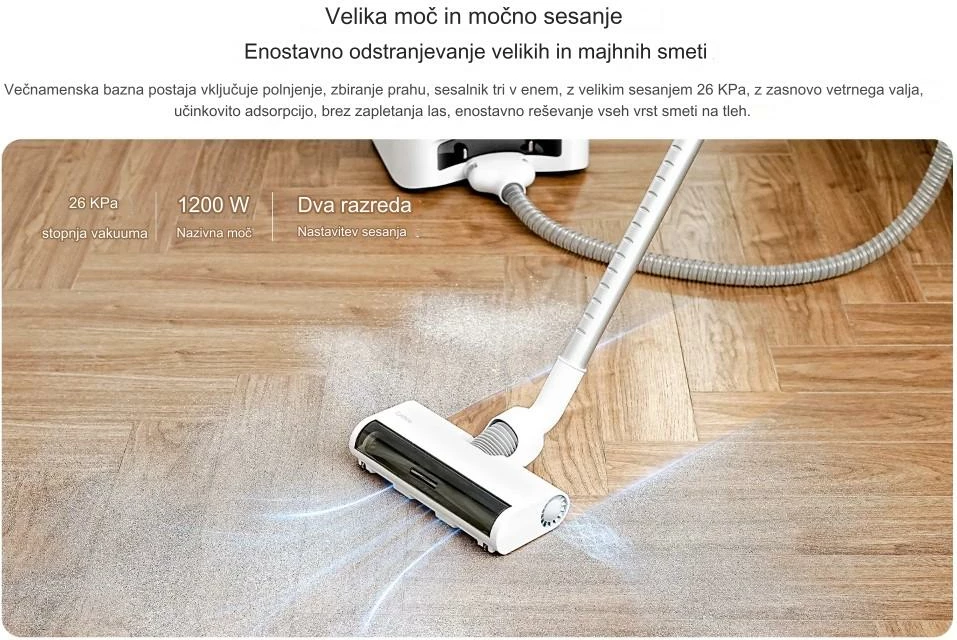 Fshesë me korrent multifunksionale Lydsto R10 4-në-1, 3000Pa/26kPa, 5200mAh, LiDAR, qese pluhuri 3L, e bardhë