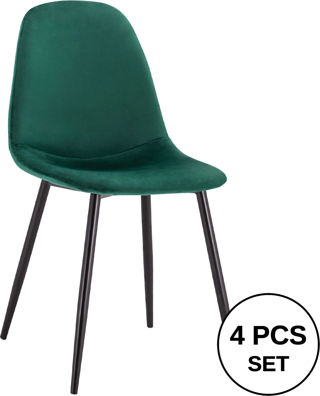 Karrige ngrënieje Leonardo, ngjyrë velvet cypress, këmbë metalike, FH00100.23, 45x53x85 cm, set prej 4 copë