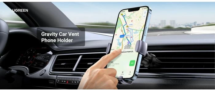 Mbajtës telefoni për veturë UGREEN Car Mount Gravity MPN 50564, montim në grilë ventilimi, vetëm portret, gri/argjendtë, 1 copë