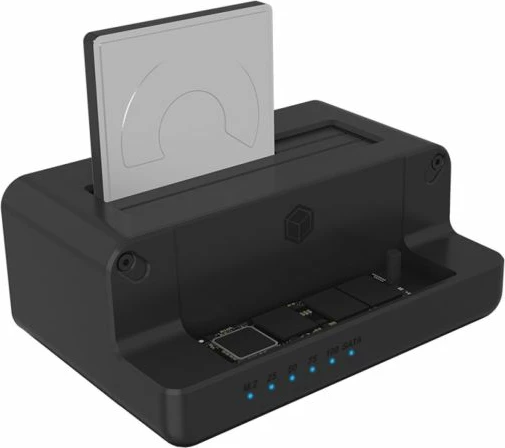 Stacion dokimi dhe klonimi ICYBOX IB-2914MSCL-C31, USB 3.2 Gen 2, për M.2 NVMe dhe 2.5/3.5\" SATA SSD/HDD, e zezë