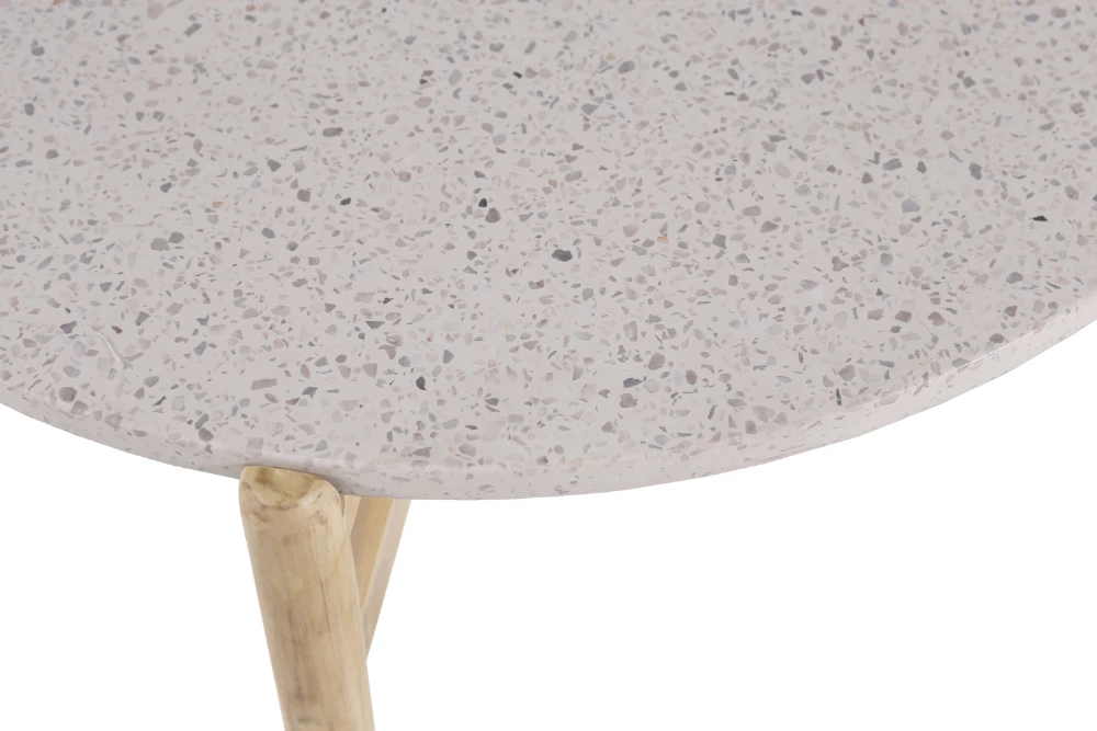Tavolinë kafeje terrazzo, ngjyrë natyrale e çelët, 84.4x84.4x37 cm