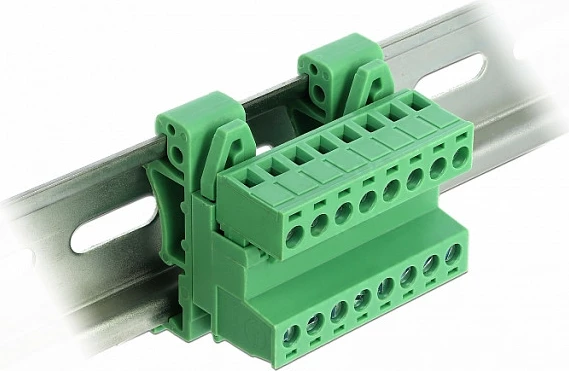Bllok terminal DeLOCK 66081, montim në shinë DIN 35 mm, 8-pin, 320 V, i gjelbër