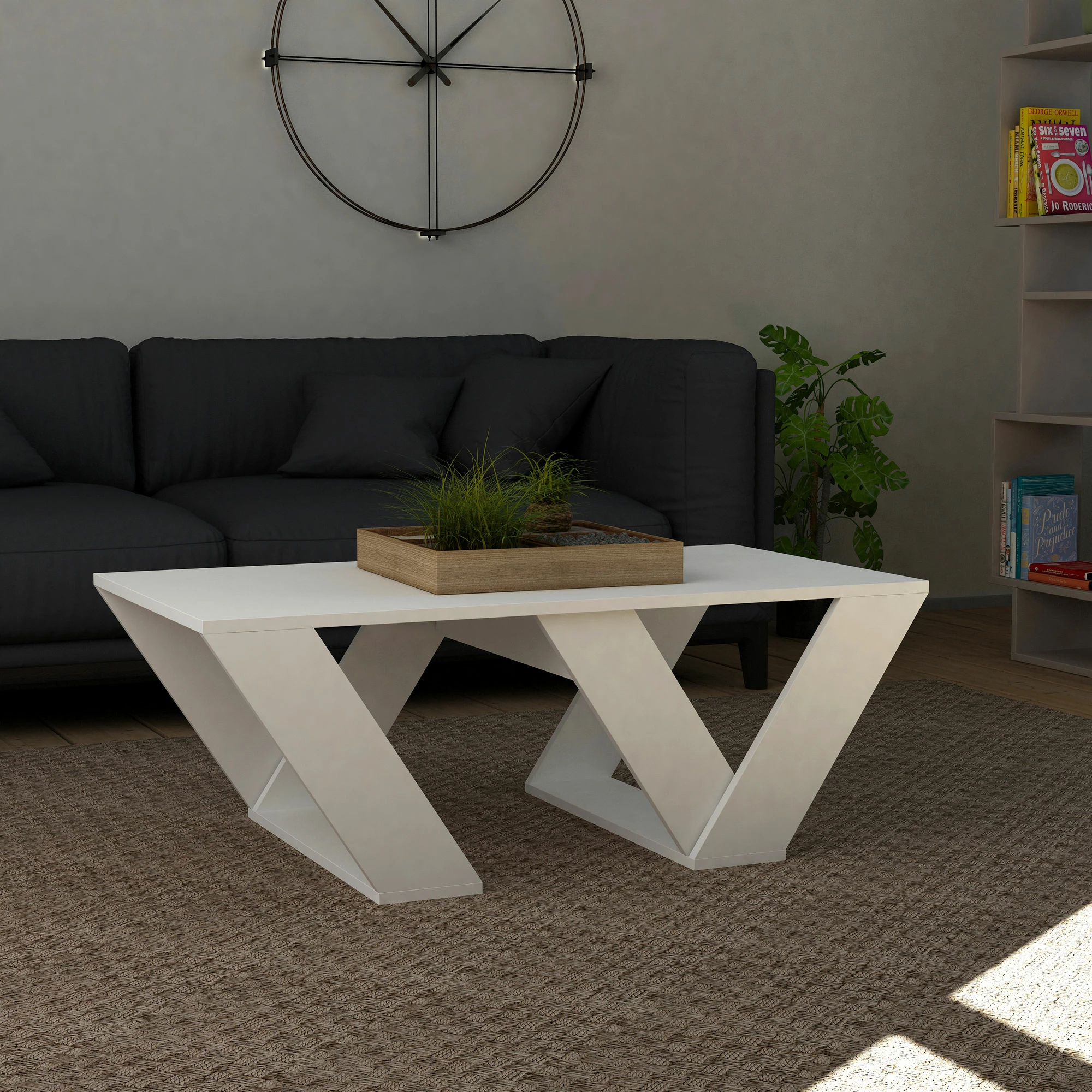 Tavolinë kafeje moderne, e bardhë, Skye Decor, Pipra