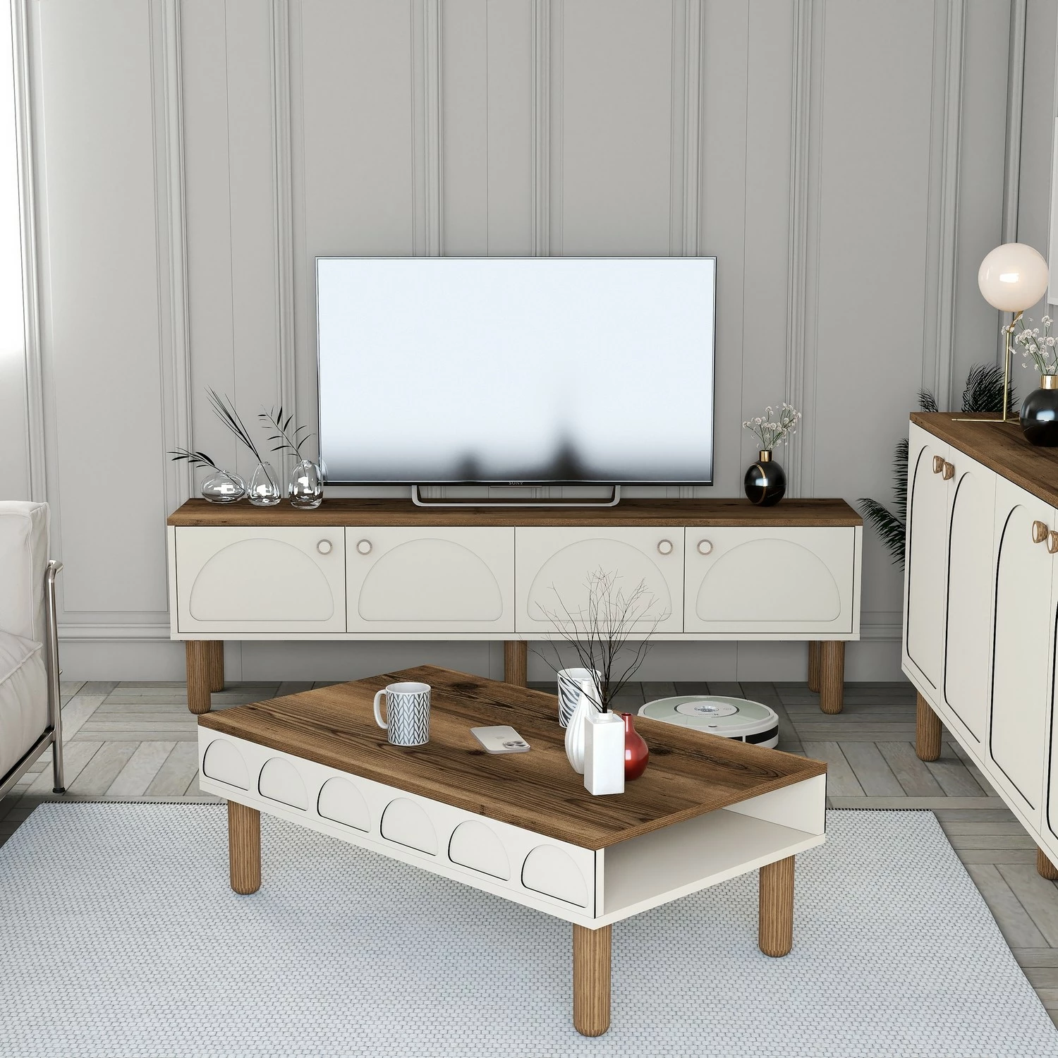 Set mobiljesh për dhomë dite, Skye Decor, Bohem 855, krem