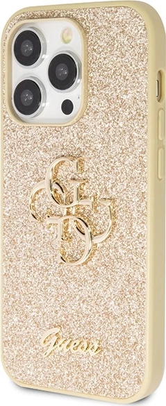 Mbështjellës Guess Glitter Script Big 4G për iPhone 14 Pro, Ari