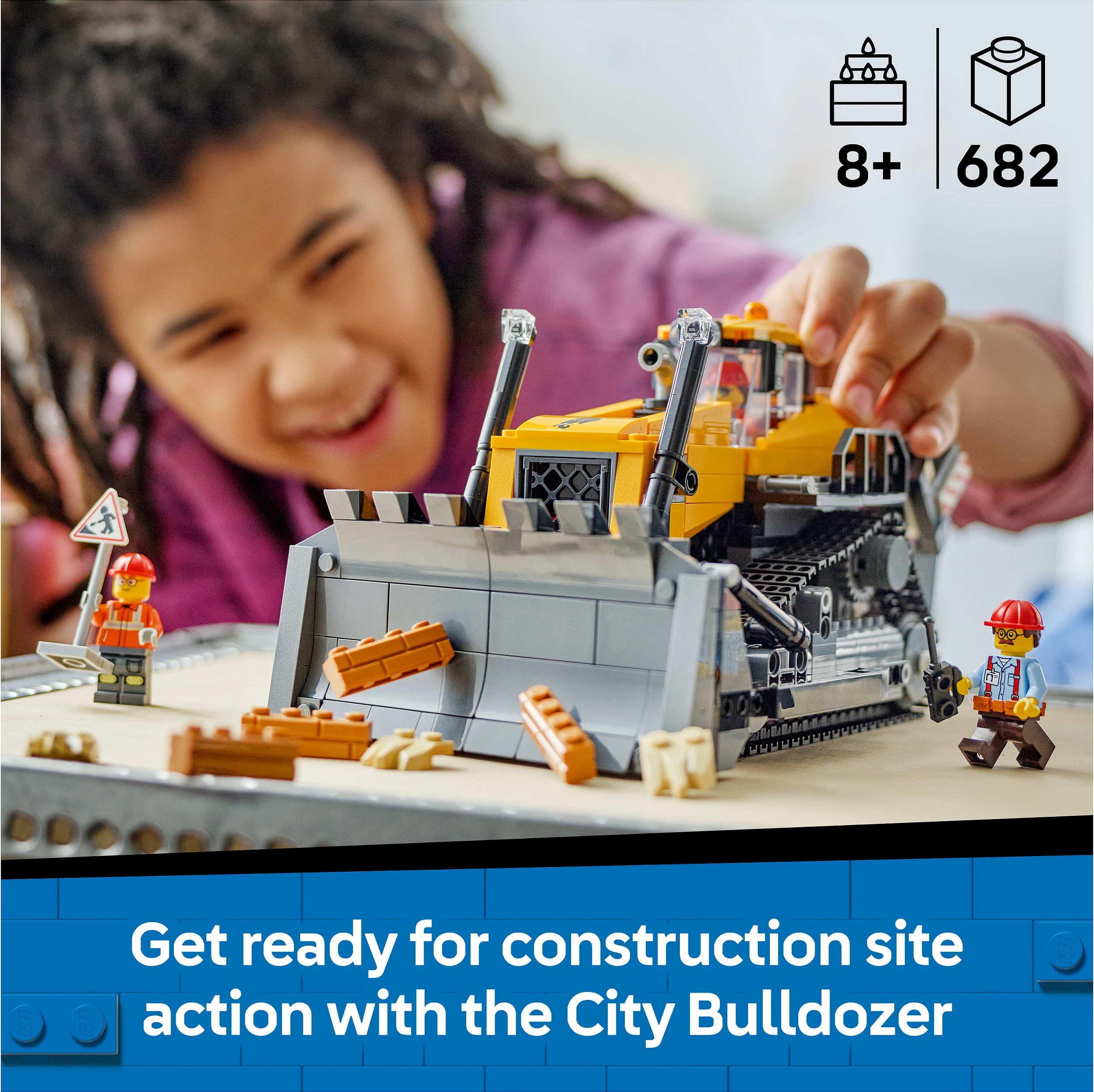 Set ndërtimi LEGO City Bulldozer i Verdhe 60466, 682 copë, 8+ vjeç, shumëngjyrësh