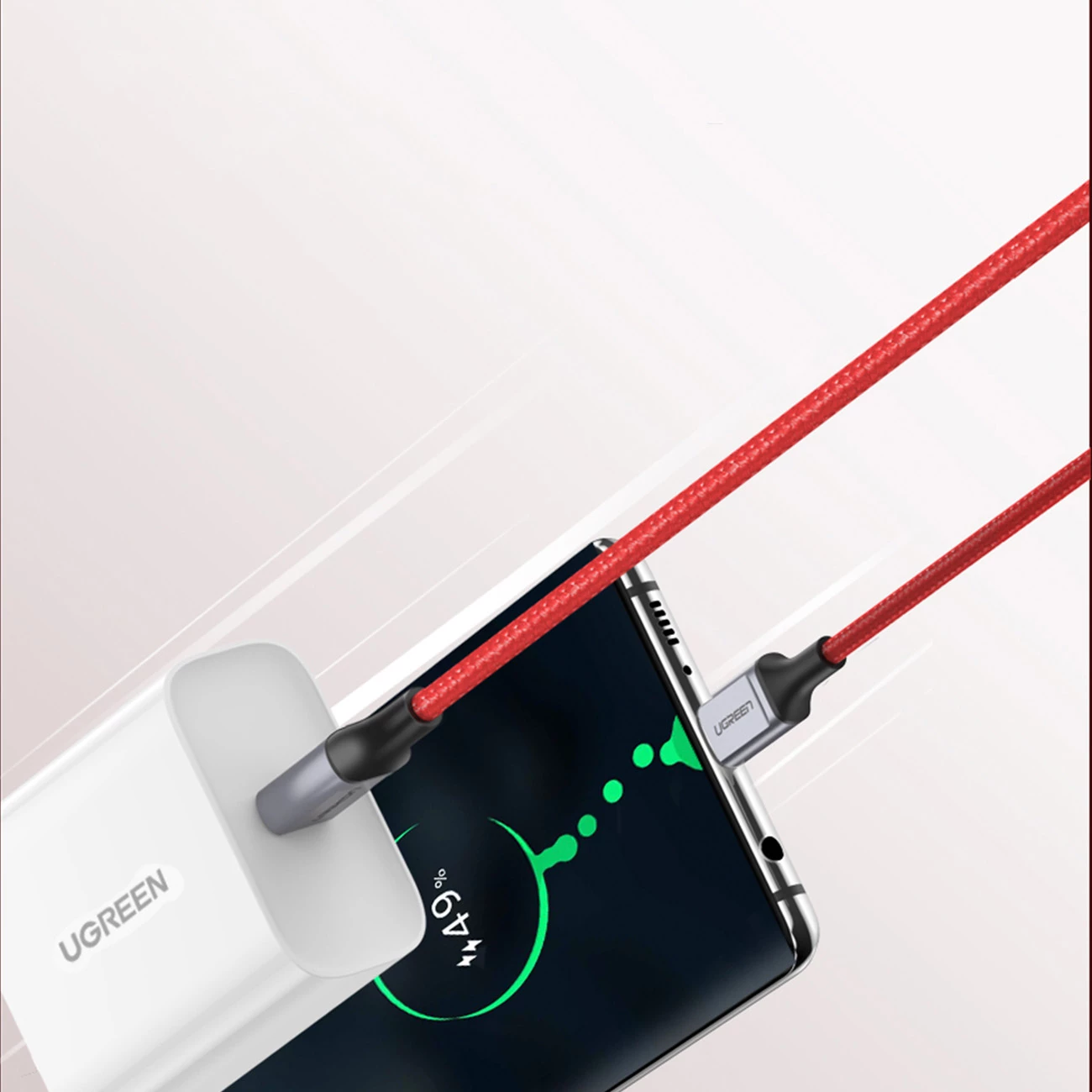 Kabllo USB-C në USB-C Ugreen US294, 1m, 3A, 480Mb/s, Kuqe