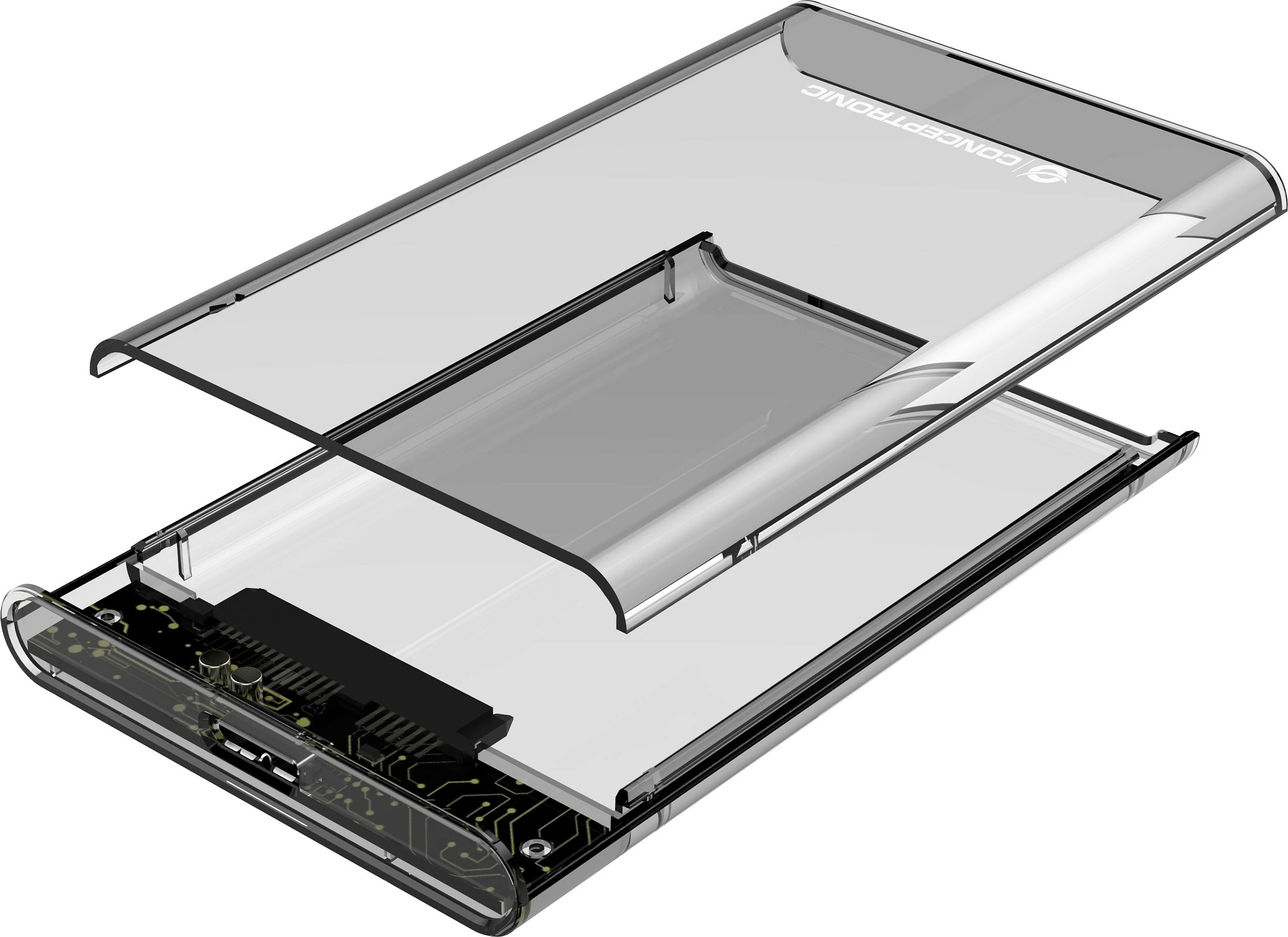 Kasë eksternale Conceptronic për HDD/SSD 2.5" SATA, USB 3.2 Gen 1 5Gbps, transparente
