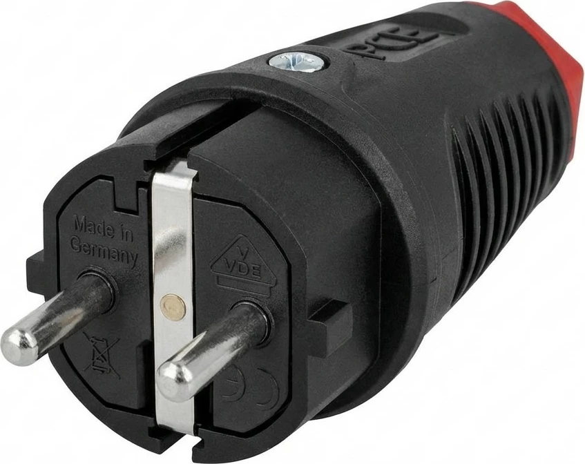 Steker Schuko ABL Expert 100000043, IP44, për kabllo 3x2.5mm², i zi